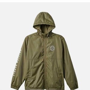 Brixton "Claxton Crest" Jacket (Military Olive) Hooded Windbreaker
